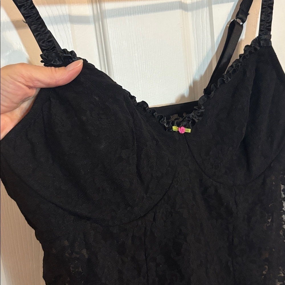 Cacique Black Lace Chemise, negligée, 18/20 - Picture 4 of 11